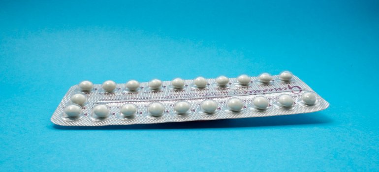 A blister pack of contraceptive pills.