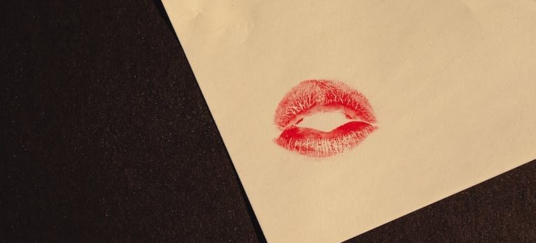Lip print on paper